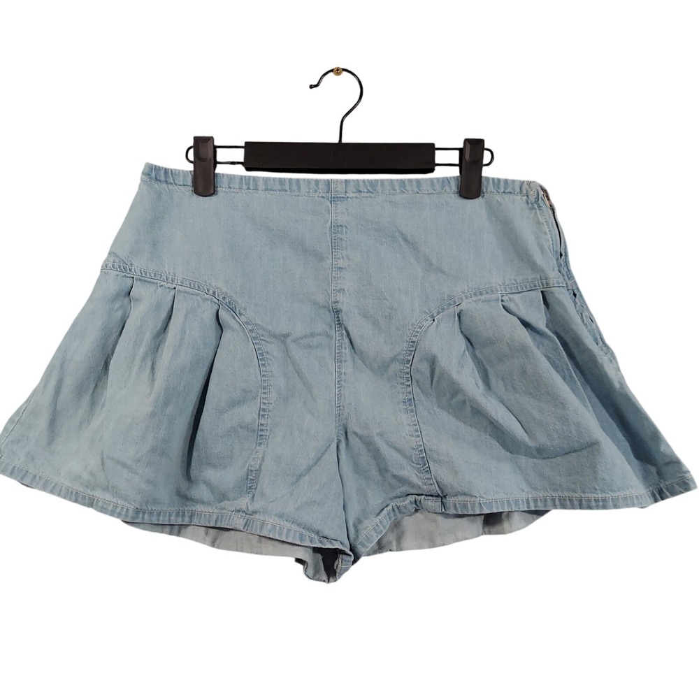 We The Free Shorts Women 28 Light Blue CRVY Pleated Denim Skort Style High Rise